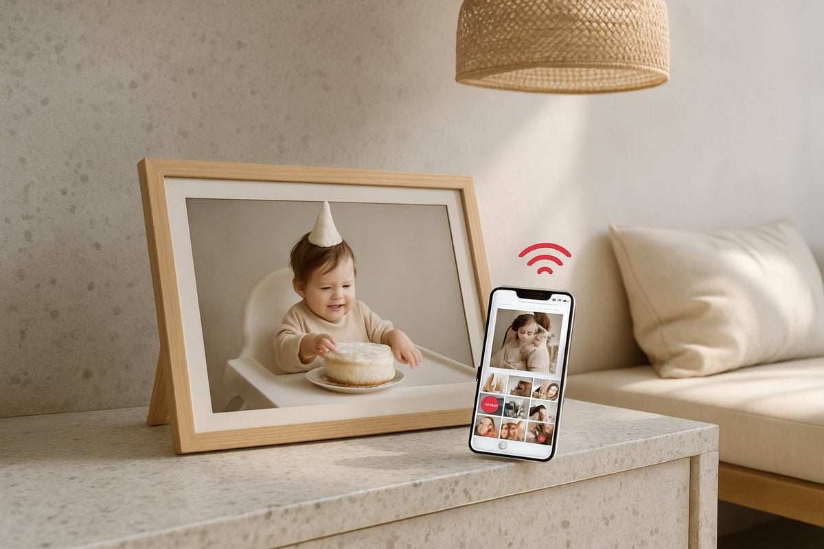 Digitale fotokader met app kiezen: formaat, afwerking en gebruiksgemak vergeleken - digitalefotolijst.nl