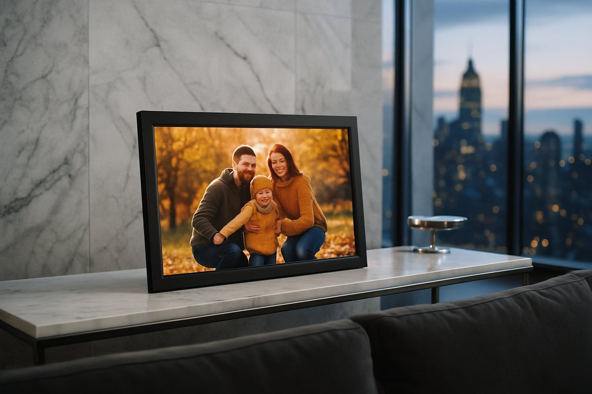 Digitale fotolijst groot voor aan de muur: formaten, montage en tips - digitalefotolijst.nl