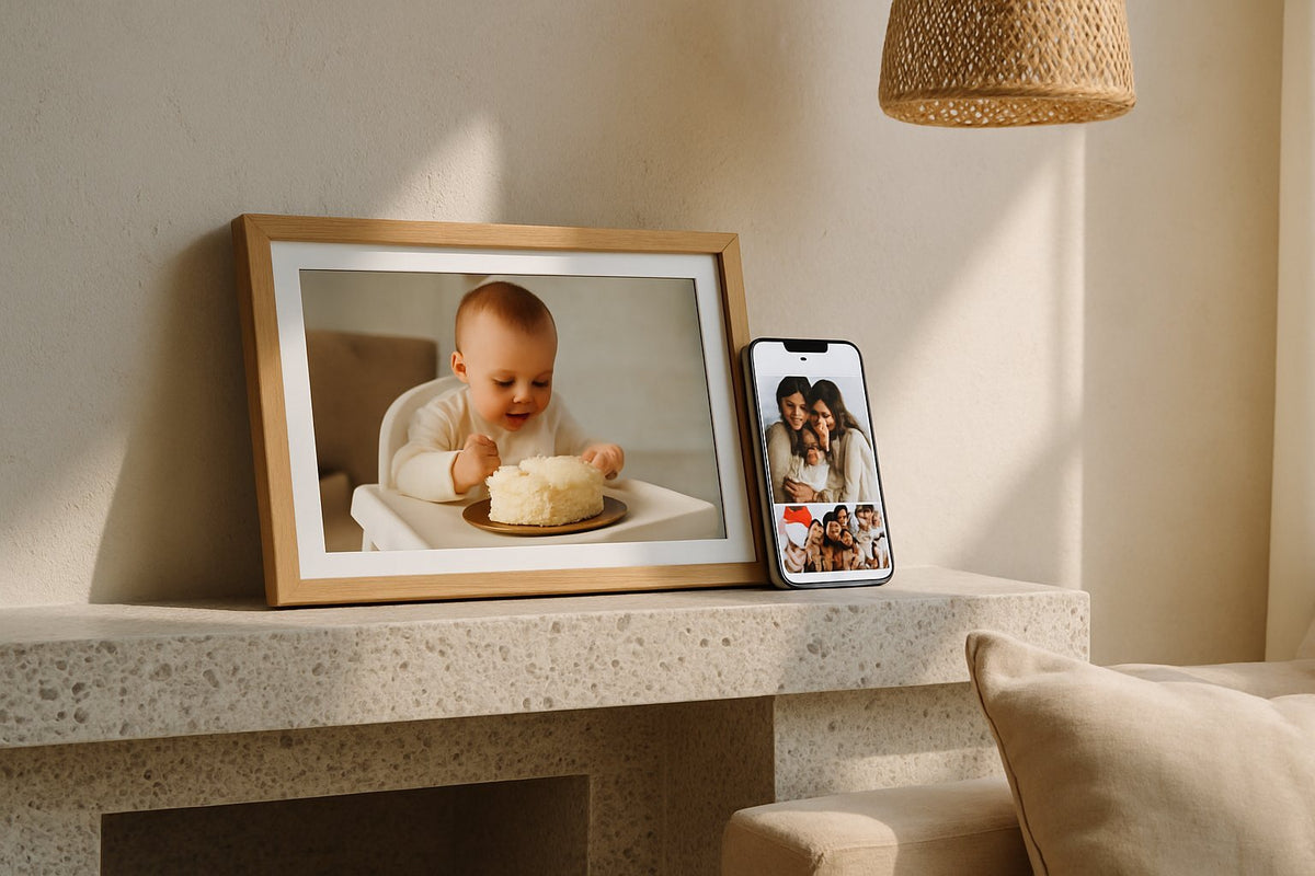 Digitale fotolijst met Frameo app: zo werkt foto's delen op afstand - digitalefotolijst.nl