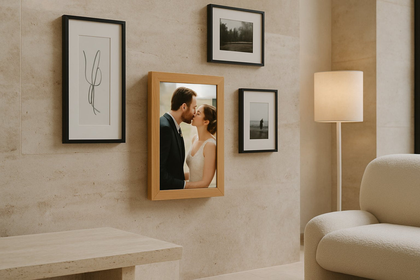 Digitale fotolijst hout: stijlvol, duurzaam en perfect voor jouw interieur - digitalefotolijst.nl