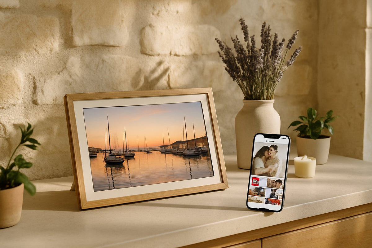 Grote digitale fotolijst voor aan de muur: kiezen en ophangen - digitalefotolijst.nl